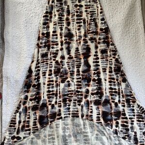 Nicole Miller Brown and White Asymmetrical Maxi Skirt